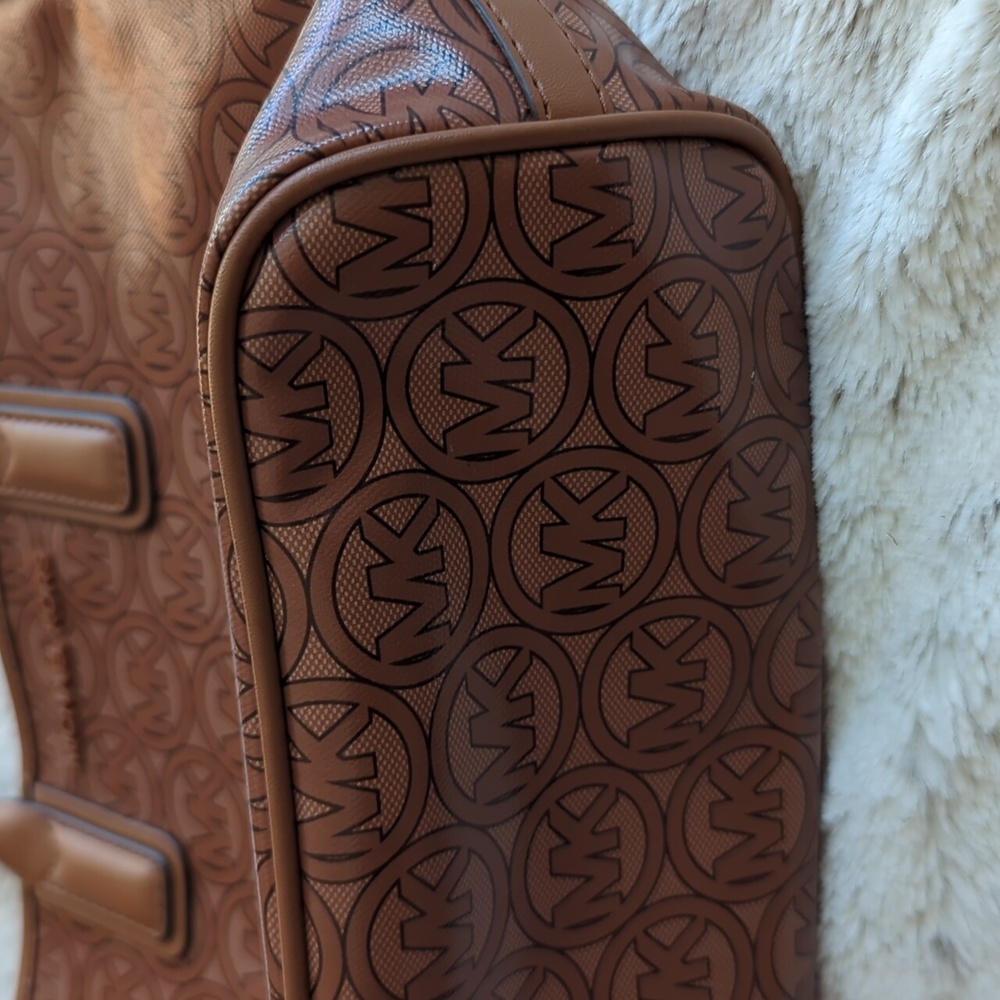 Michael Kors Luggage Brown Jodie Small Logo Jacquard Tote Bag Recycled Purse - Picture 5 of 11